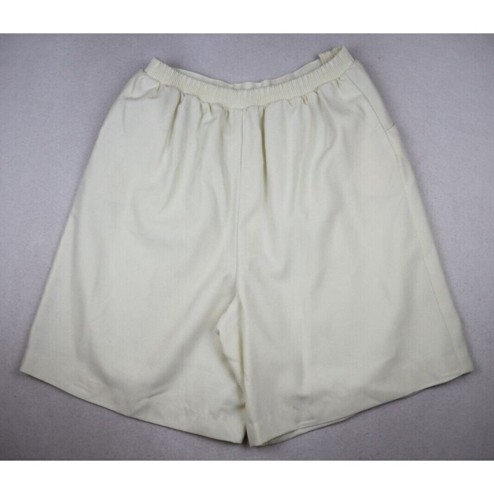 VINTAGE WOMEN'S IVORY WHITE HIGH WAIST WIDE LEG SHORTS - VICKI WAYNE'S - SIZE 36 - Picture 9 of 9